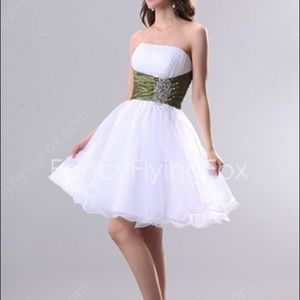 White Poofy Party Dress With sparkled shash